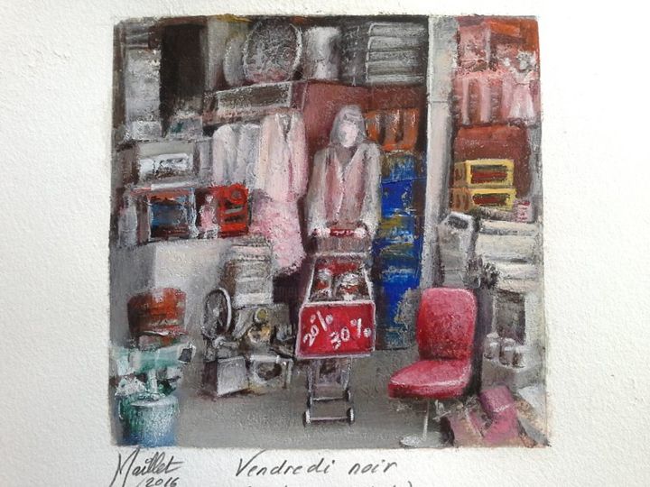 "Vendredi Noir" başlıklı Tablo Françoise Maillet tarafından, Orijinal sanat, Pastel