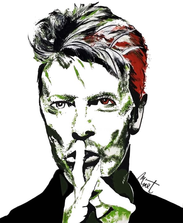 Painting titled "Bowie" by Francoise Minet, Original Artwork, Acrylic