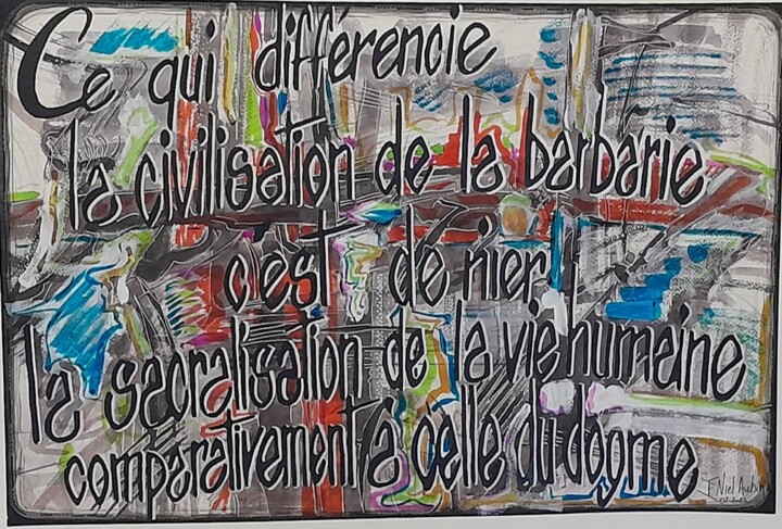 Peinture intitulée "Civilisation et bar…" par Françoise Niel Aubin, Œuvre d'art originale, Aquarelle