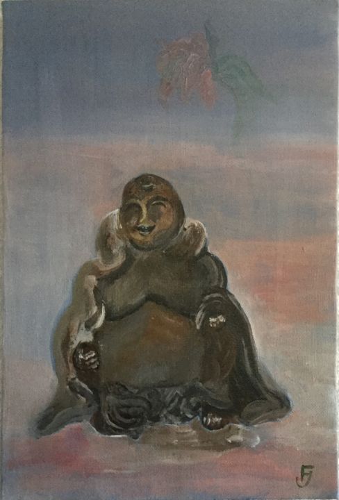 Painting titled "Le bouddha bronzé" by Oise, Original Artwork, Acrylic