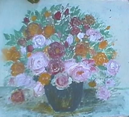 Картина под названием "Bouquet" - Françoise Rischmann, Подлинное произведение искусства