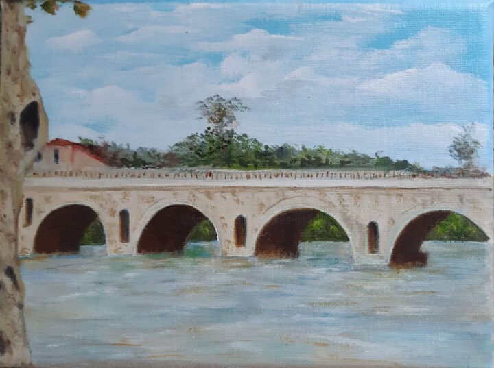 "Pont Tibère" başlıklı Tablo Françoise Rutillet tarafından, Orijinal sanat, Petrol Ahşap Sedye çerçevesi üzerine monte edilm…
