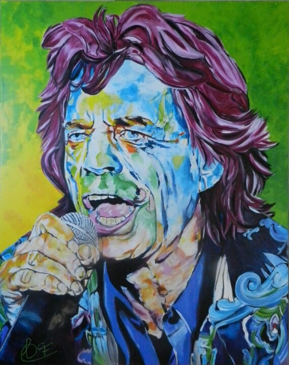 Peinture intitulée "Mick Jagger" par Francoise Souriau, Œuvre d'art originale, Acrylique Monté sur Châssis en bois