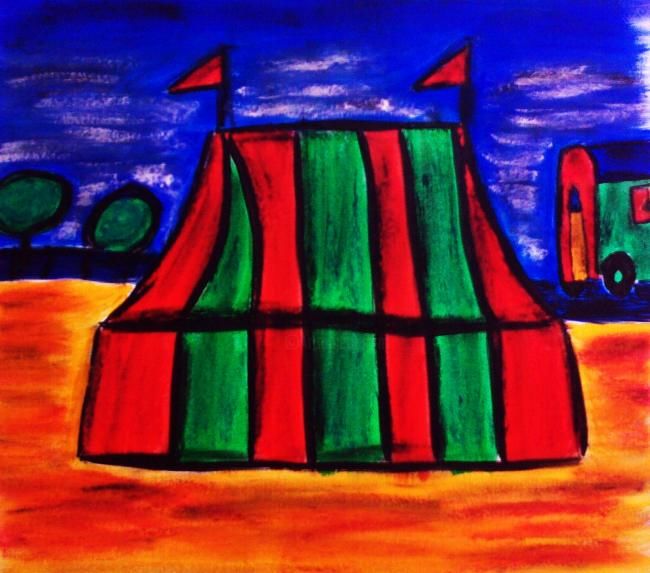 Peinture intitulée "Cirque" par Framboise, Œuvre d'art originale, Huile