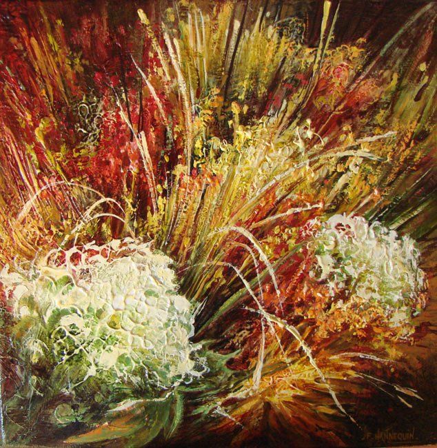Peinture intitulée "Artifice floral 2" par Françoise Hannequin, Œuvre d'art originale