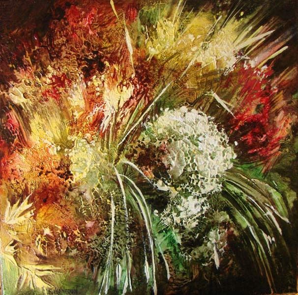 Pittura intitolato "Artifice floral 3" da Françoise Hannequin, Opera d'arte originale