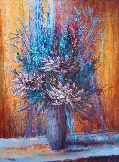 Peinture intitulée "Bouquet Bleu" par Françoise Hannequin, Œuvre d'art originale