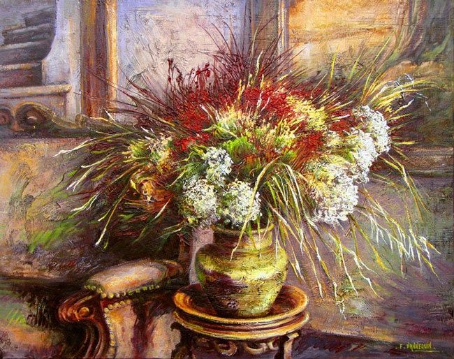 Peinture intitulée "Le bouquet" par Françoise Hannequin, Œuvre d'art originale