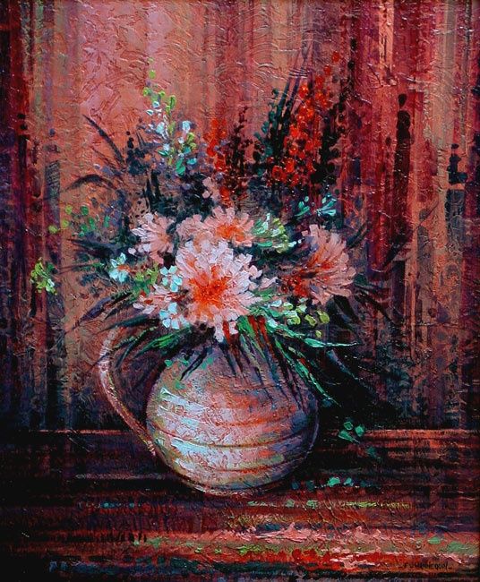 Pintura intitulada "Bouquet rouge" por Françoise Hannequin, Obras de arte originais