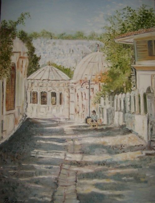 Painting titled "Cimetière d'Eyyup" by Françoise-Elisabeth Lallemand, Original Artwork, Oil