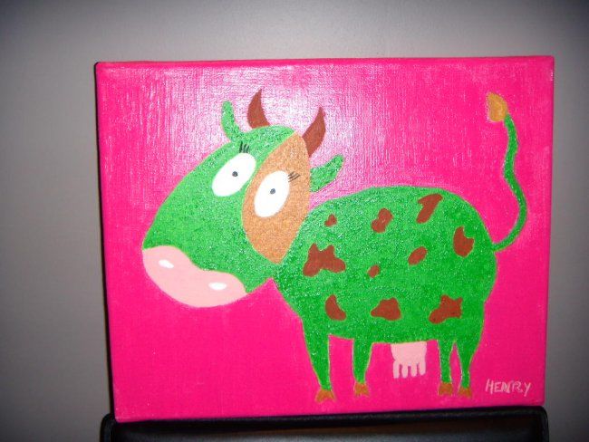 Peinture intitulée "la vache" par Françoise Lempereur, Œuvre d'art originale,
