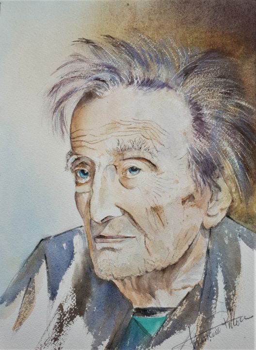 Peinture intitulée "presque 100 ans" par Françoise Pillou, Œuvre d'art originale, Aquarelle