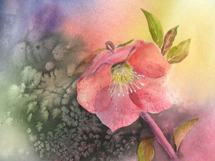 Peinture intitulée "explosion-florale.j…" par Françoise Pillou, Œuvre d'art originale, Aquarelle