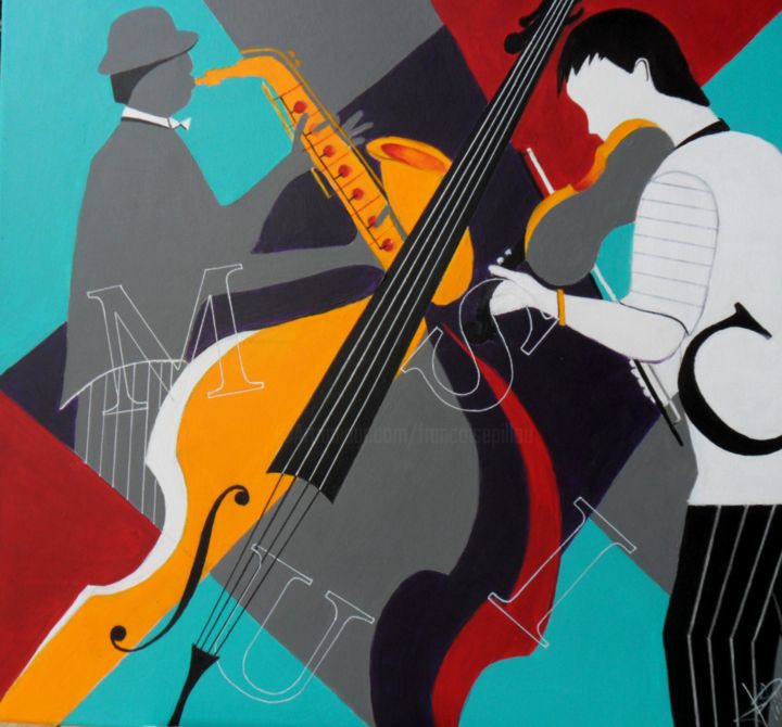 「MUSIC」というタイトルの絵画 Françoise Pillouによって, オリジナルのアートワーク, アクリル