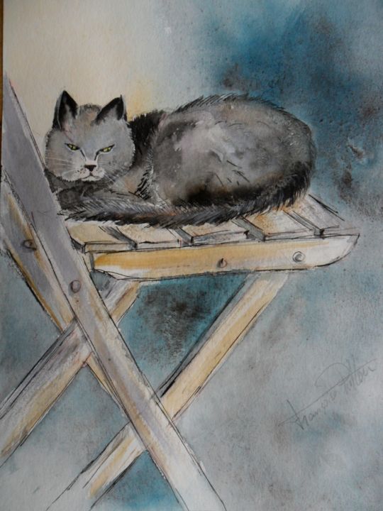 Painting titled "Paisible" by Françoise Pillou, Original Artwork, Watercolor