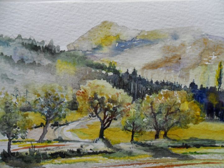 Painting titled "pochade-automnale.j…" by Françoise Pillou, Original Artwork, Watercolor