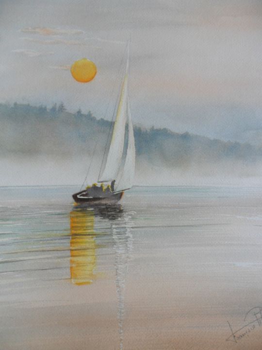 Peinture intitulée "clair-de-soleil.jpg" par Françoise Pillou, Œuvre d'art originale, Aquarelle