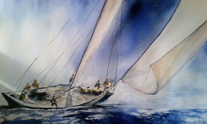 Pintura intitulada "tangage.jpg" por Françoise Pillou, Obras de arte originais, Aquarela