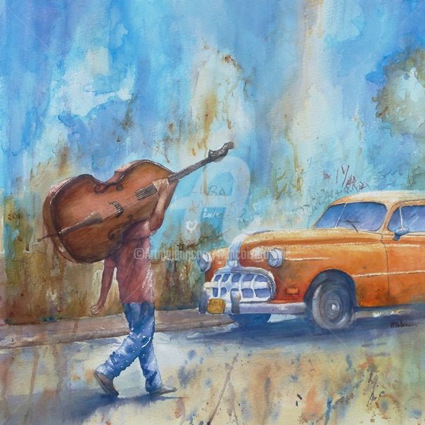 Peinture intitulée "Ame Cubaine" par Françoise Tolbiac, Œuvre d'art originale, Aquarelle