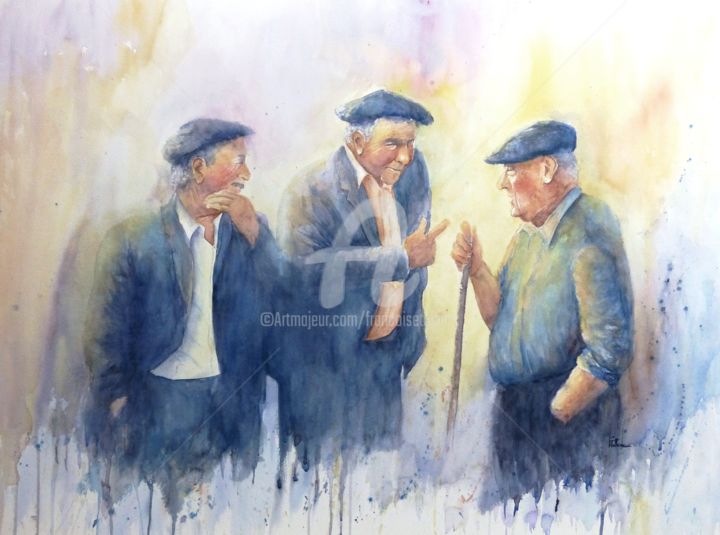 Peinture intitulée "2019-2-conciliabule…" par Françoise Tolbiac, Œuvre d'art originale, Aquarelle