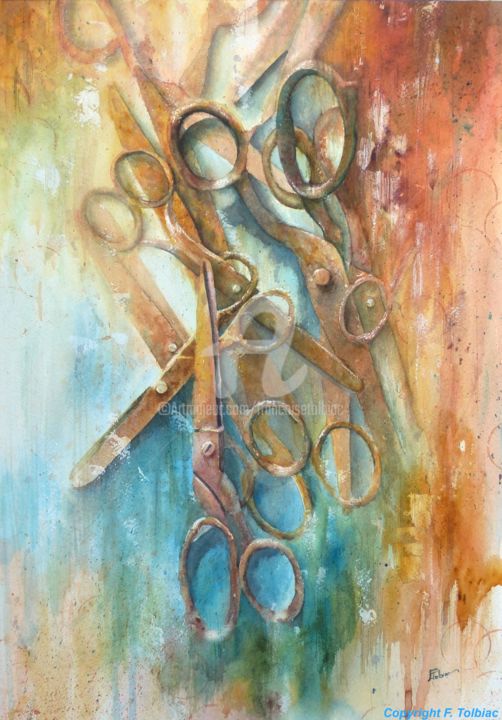 Painting titled "Vaillants serviteurs" by Françoise Tolbiac, Original Artwork, Watercolor