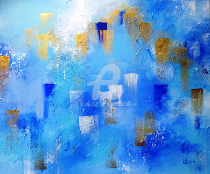 Schilderij getiteld "Love in blue" door Françoise Tolbiac, Origineel Kunstwerk, Acryl