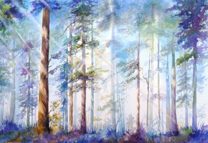 Painting titled "Promenade en forêt" by Françoise Tolbiac, Original Artwork