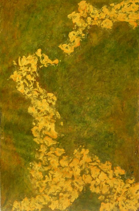 Peinture intitulée "pétales jaunes huil…" par Françoise Vallée Tuset, Œuvre d'art originale, Huile