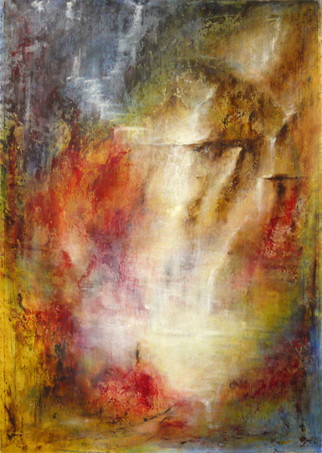 Painting titled "Par delà, le temps 5" by Françoise Veillon, Original Artwork, Acrylic