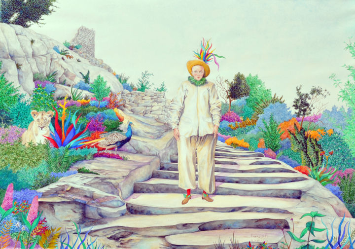 Peinture intitulée "Escalier à Buoux, P…" par François F., Œuvre d'art originale, Aquarelle