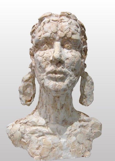 Sculpture intitulée "Buste aux couettes" par François Tamalet, Œuvre d'art originale