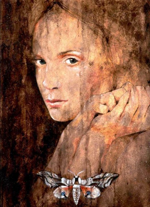 Pittura intitolato "falena 3" da Franco Marras, Opera d'arte originale