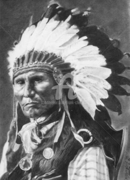 Painting titled "Sitting Bull JR" by Frank Chevallier, Original Artwork