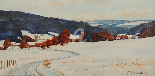 Peinture intitulée "Retour par le mont" par Frank Chevallier, Œuvre d'art originale