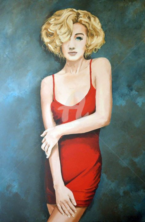 Painting titled "Fragilité en rouge" by Frank Chevallier, Original Artwork, Oil