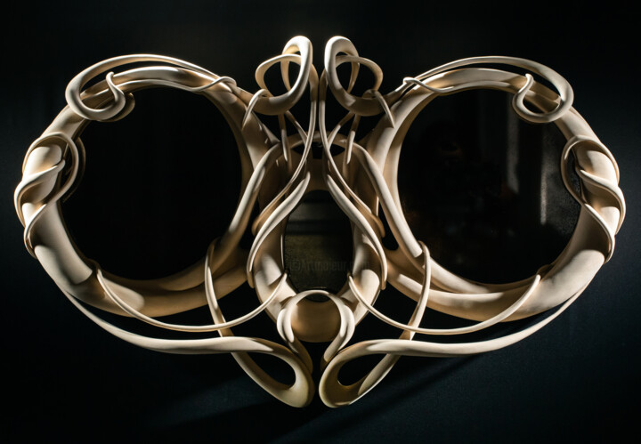 Sculpture intitulée "Miroir Flow like wa…" par Frank Dreyer, Œuvre d'art originale, Bois Monté sur Panneau de bois