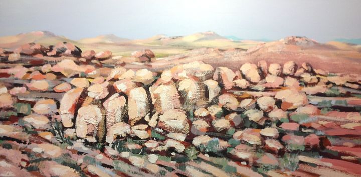 Painting titled "Richtersveld rocks" by Frank Jooste, Original Artwork, Acrylic