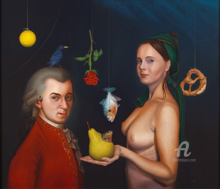 Schilderij getiteld "Amadeus forgotten o…" door Frank Kortan, Origineel Kunstwerk, Olie