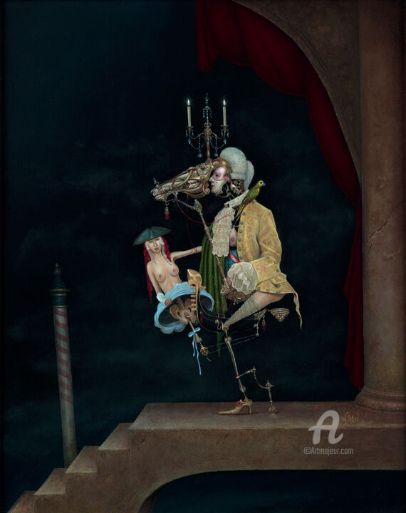 Peinture intitulée "Venetien masquerade" par Frank Kortan, Œuvre d'art originale, Huile