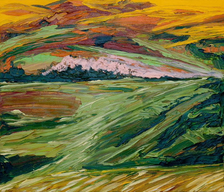 Pittura intitolato "Paesaggio Toscano" da Frank'O Orsi Pittore Espressionista, Opera d'arte originale, Olio