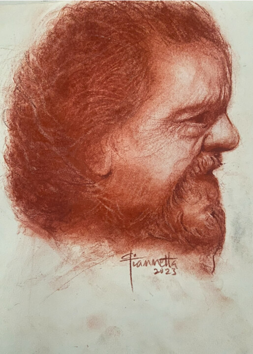 Рисунок под названием "Red Man" - Frank P. Fiametta Iii Fiametta, Подлинное произведение искусства, Мел