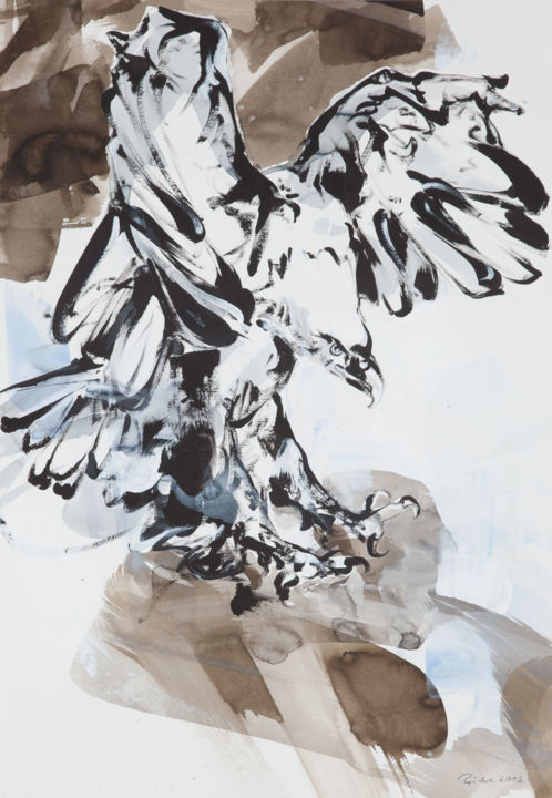 Painting titled "Bald eagle 5, 100x7…" by Frank Roedel, Original Artwork, Tempera