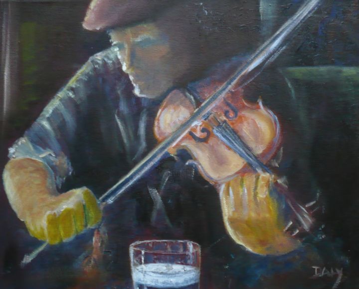 Peinture intitulée "Fiddler" par Frank Daly, Œuvre d'art originale, Huile