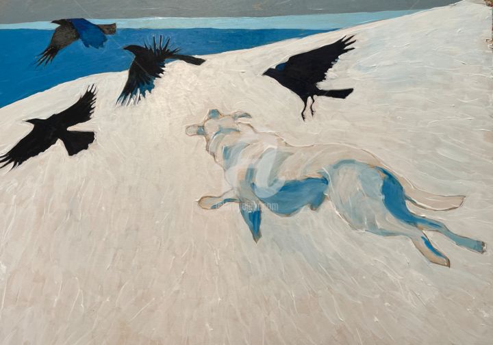 Pintura titulada "Lobo" por Frank Illo, Obra de arte original, Acrílico Montado en Panel de madera