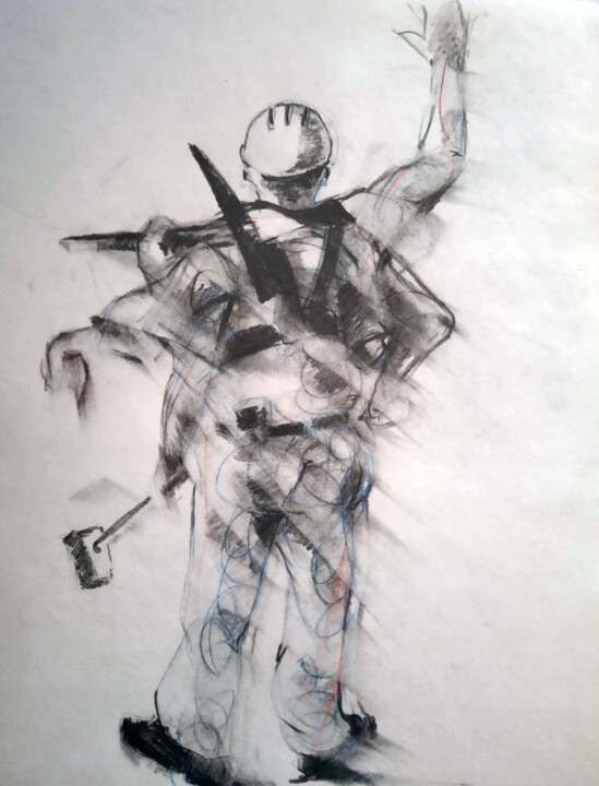 Drawing titled "Estudio de obrero e…" by Franky Vv, Original Artwork, Graphite
