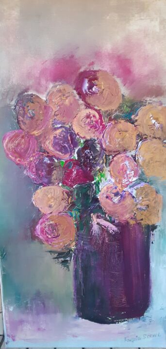 Peinture intitulée "Bouquet de roses" par Françoise Sorrel, Œuvre d'art originale, Huile
