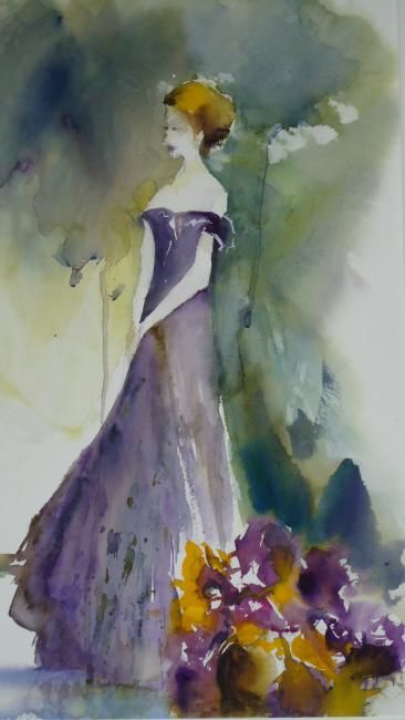 Painting titled "La demoiselle aux f…" by Françoise Sorrel, Original Artwork