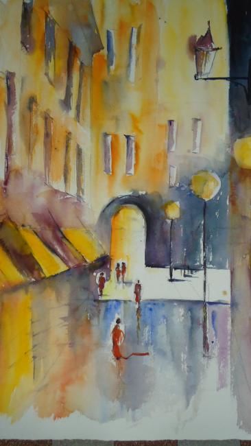 Peinture intitulée "Dans la rue" par Françoise Sorrel, Œuvre d'art originale