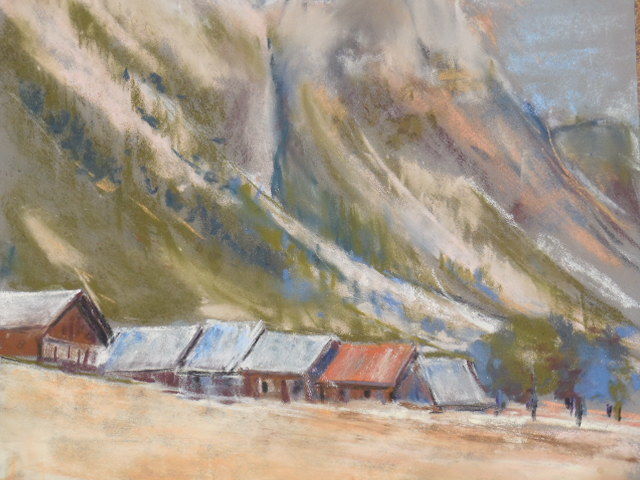 Peinture intitulée "Hameau de montagne" par Françoise Sorrel, Œuvre d'art originale