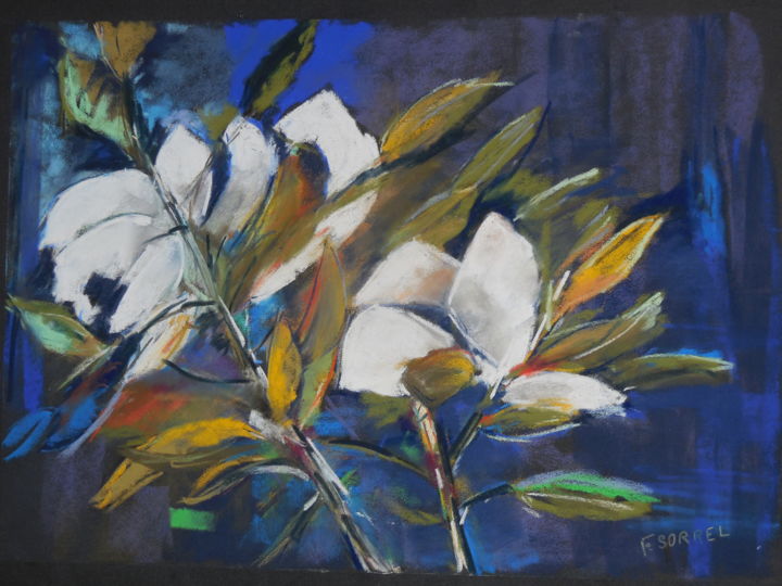 Painting titled "Fleurs blanches" by Françoise Sorrel, Original Artwork